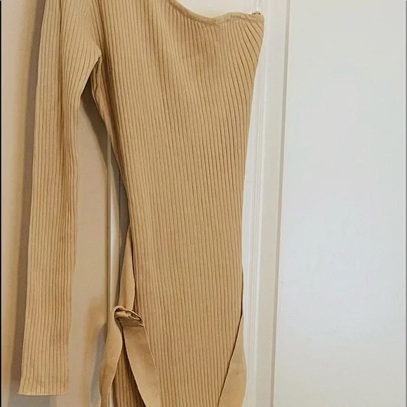 Above The Basics One Shoulder Sweater Dress - Taupe - Picture 4 of 10